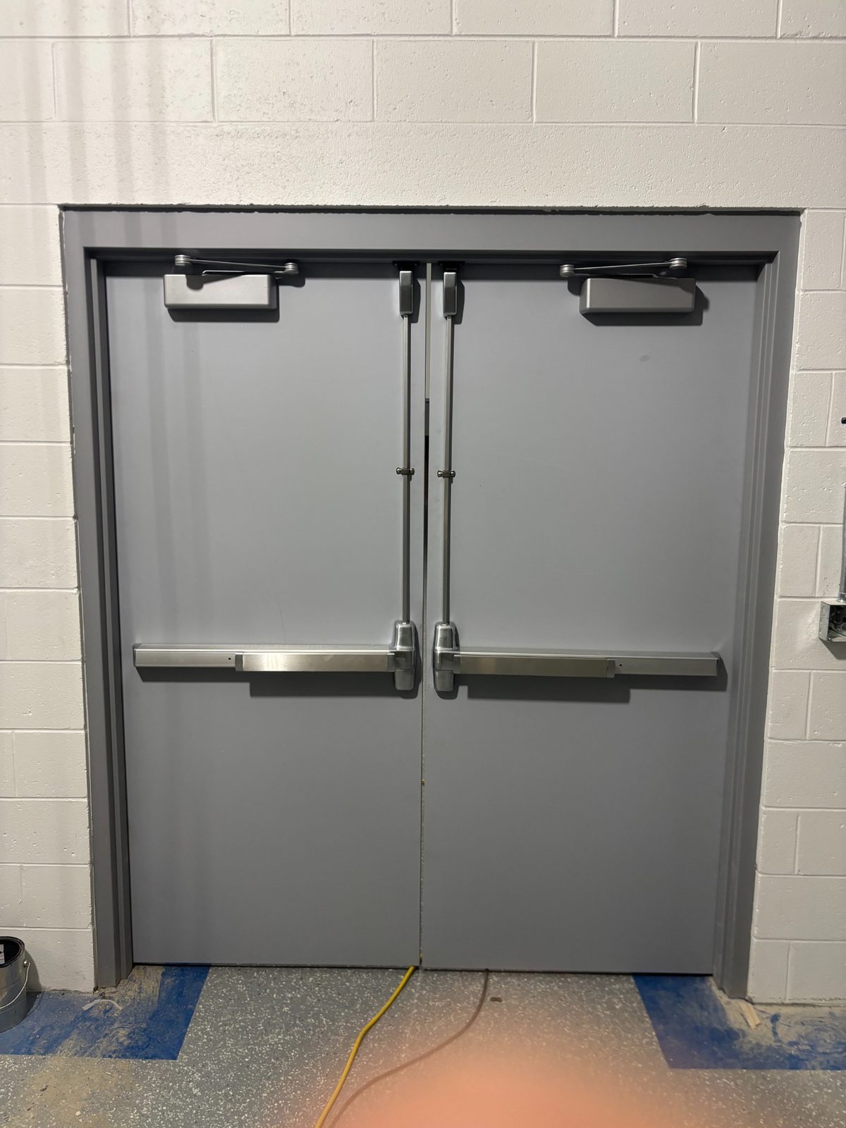 Commercial double door installation