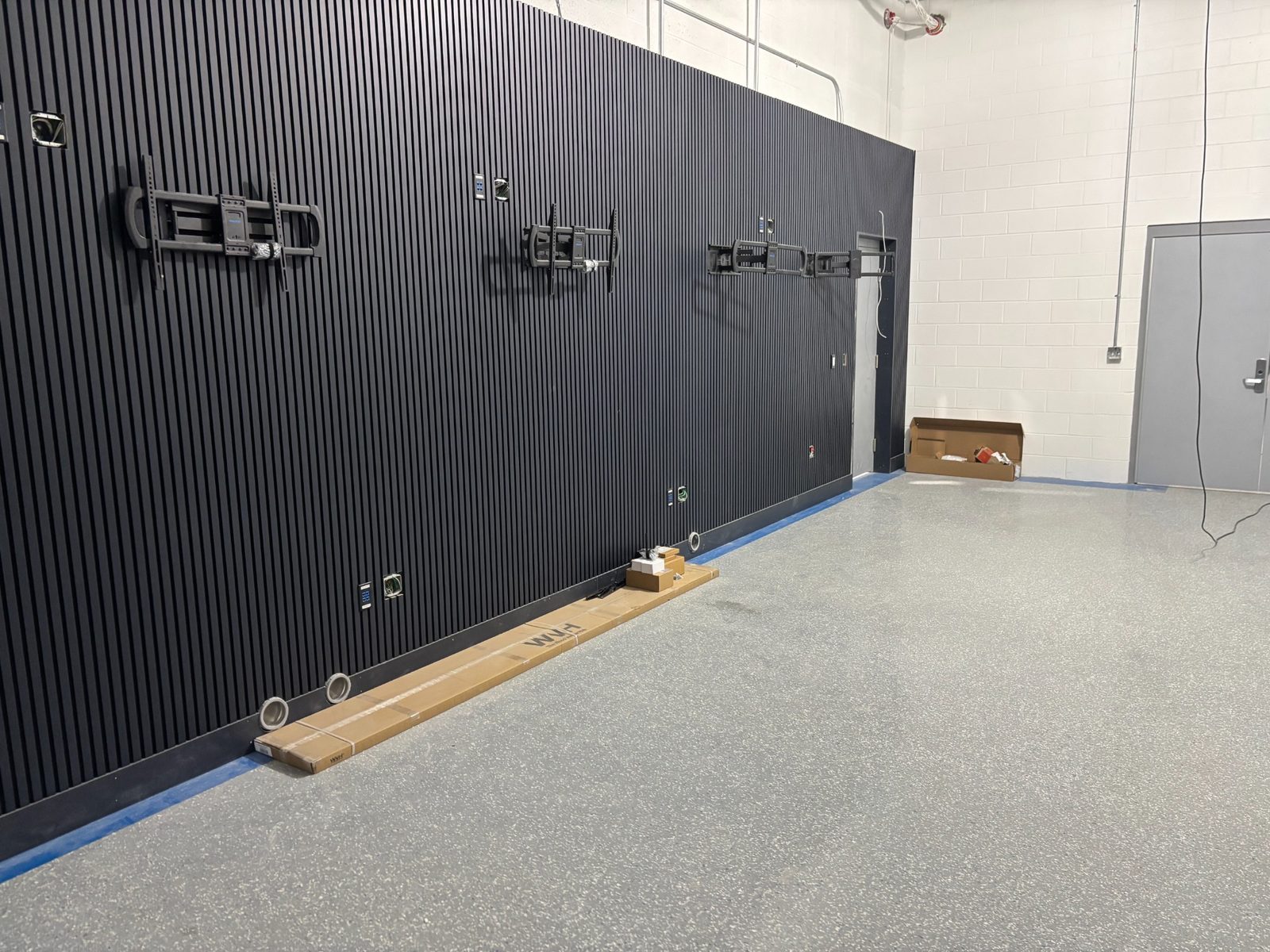 Commercial interior slat wall finish