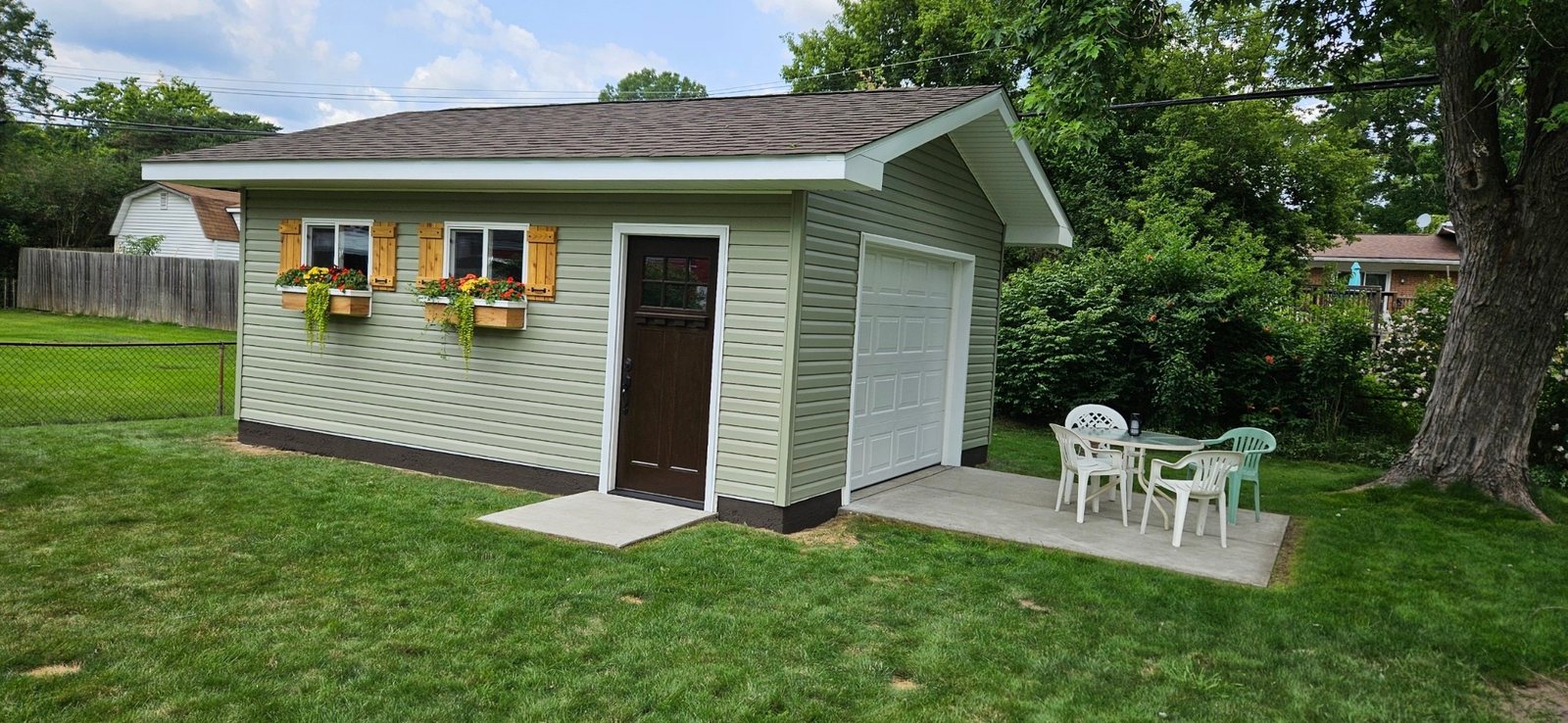 Completed detached garage