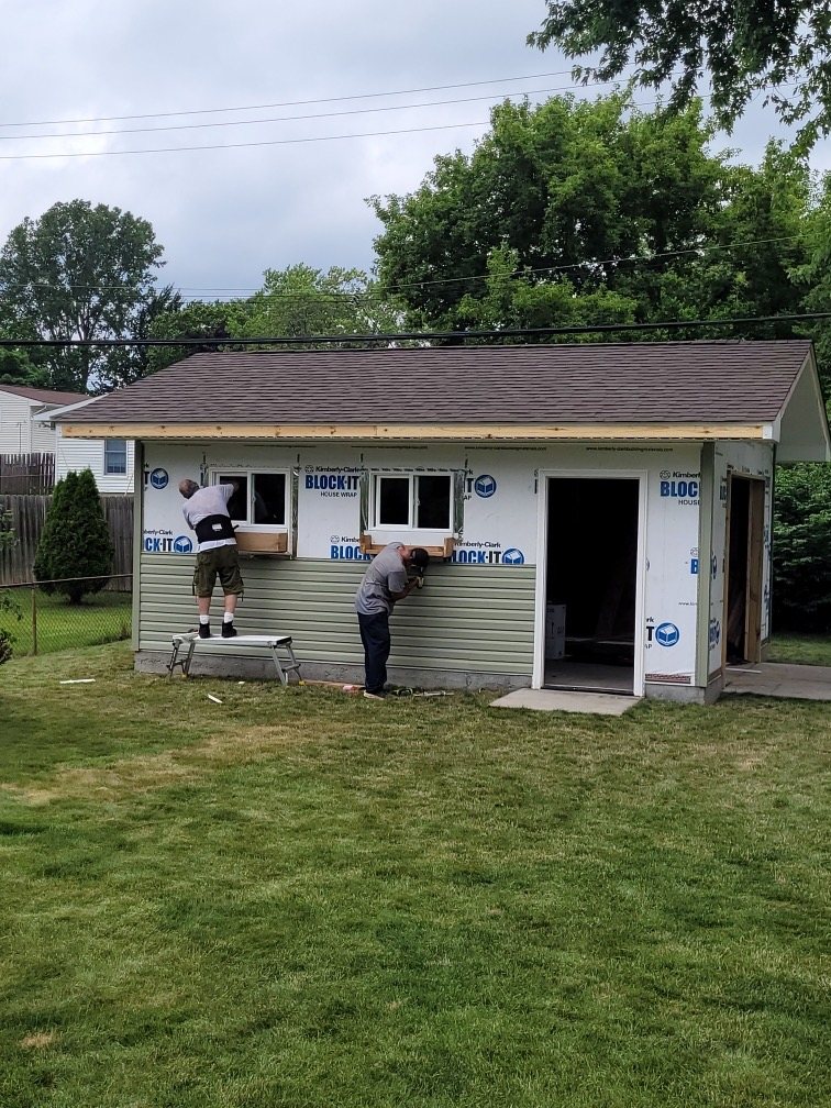 Detached garage during construction
